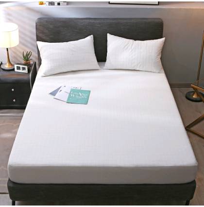 Pure Cotton Waterproof Bedsheet Full Size Mattress Protector Breathable Resist Water Mattress Pad Cover Non-Noisy Fitted Design Bed Sheet