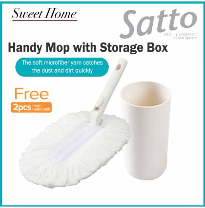 [Free 2 Mop head] Japan Condor Satto Handy Mop with Storage Box Duster Household Clean Dust for Cleaning Dusting House, Office, Car