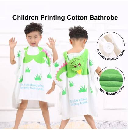 100% Cotton Embossed Printing Bathrobe Housecoat Dressing Gown Bath Towel Kids Bath Body Wrapper S M Size