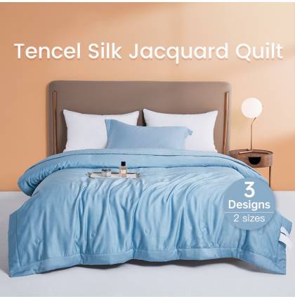 100% Tencel Fabric Summer Quilt Premium Antibacterial Ultra-soft Blanket Jacquard Silk Comforter 150X200cm/200X230cm