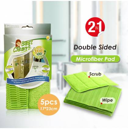 [5pcs]Multi-purpose 2-in-1 Microfiber Bathroom Pad Double Sided Sponge Cleaning Pad High-performance Clean Cloth