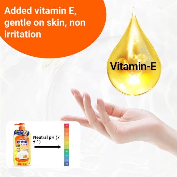 [2Pcs/Set] Magic Amah - Vitamin-E Dishwashing Liquid APG Vitamin E Detergent 1000g/Pc
