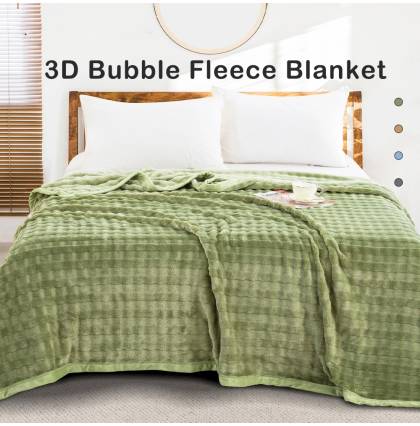 3D Bubble Fleece Blanket Lightweight Warm Soft Cozy Blanket Soft Thicker Fleece for Bed & Sofa 2 Size Available