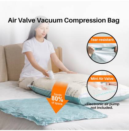 Air Valve Vacuum Compression Bag PA+PE 6C Wardrobe Storage Bag Quilts Clothes Waterproof Dustproof Space Saving 3 Sizes