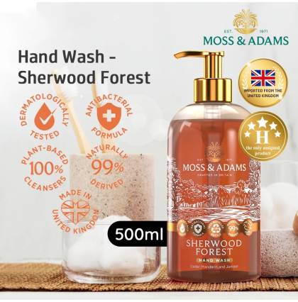 MOSS & ADAMS Antibacterial Vegan Hand Wash Gel Tender Moisturizing ‎Refreshing Hand Soap Non-irritation Sherwood Forest