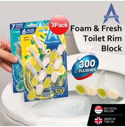 [Made in UK] Astonish Foam & Fresh Toilet Rim Block - Cleaning Odor Control Up to 300 Flushes