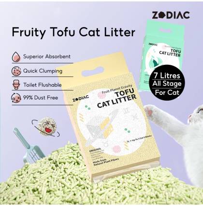 [Bundle of 1/2/4 ] Australia ZODIAC Fruity Tofu Cat Litter 7L Flushable Cat Litter Superior Absorbent Quick Clumping