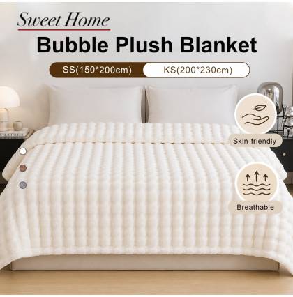 Bubble Plush Blanket Lightweight Ultra Soft Cozy Blanket Soft Thicker Fleece for Bed & Sofa 2 Size Available