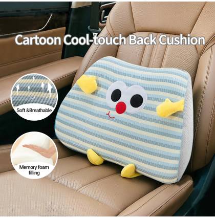 Cartoon Cool-touch Back Cushion Memory Foam Chair Sofas Car Seats Backrests Breathable Fabric Lumbar Support 47×30 cm