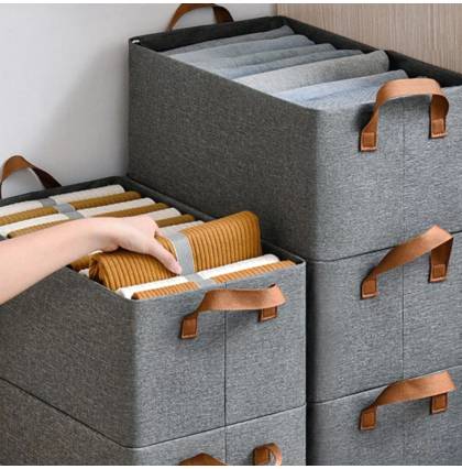 Cationic Foldable Fabric Organizer Wardrobe Closet Storage Box Stackable Clothes Jeans Pants Shirts Organiser Container