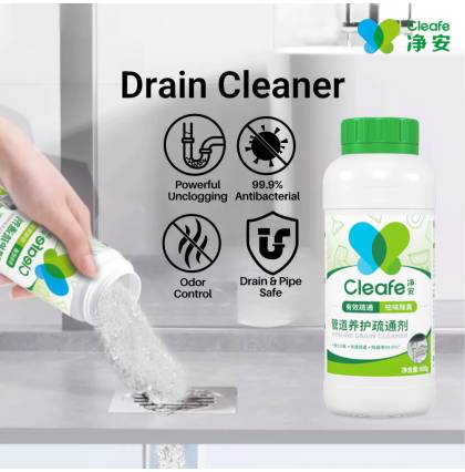 Cleafe Drain Cleaner 600g Antibacterial Sodium Hydroxide Hair Clog Remover for Toilet Sink Shower Stainless Steel PVC