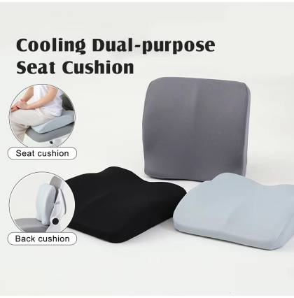 Cooling Dual-purpose Seat Cushion & Back Cushion Memory Foam Soft & Comfortable Breathable Ice Silk Cushion