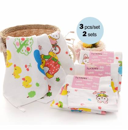 2 Set of Kids Cotton Gauze Towel 3 Pcs Set