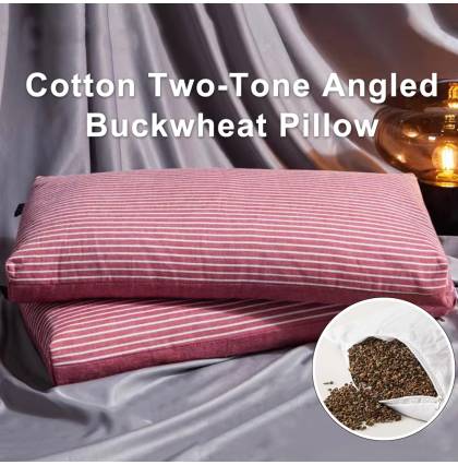 Cotton Two-Tone Angled Buckwheat Pillow Hull Washed 100% Cotton Fabric Bed Pillow Adjustable Bolster