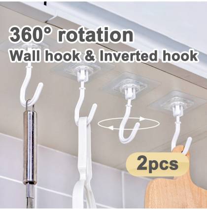 [2Pcs] KOREA DeHUB 360 Degree Rotation Wall Hook Vacuum Pad Omni Hooks Inverted Two functions No Drilling Easy Installation
