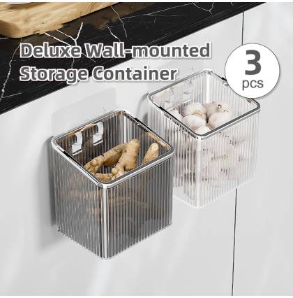 [3pcs/set]Deluxe Wall-mounted Storage Container Non-trace Sticker No Drilling for Home Kitchen and Office