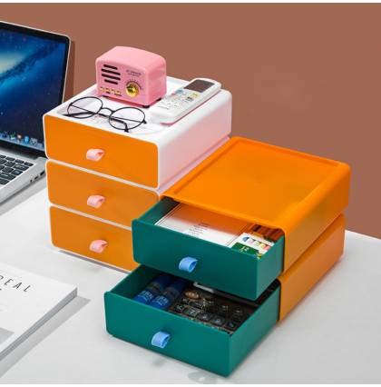 Desktop Drawer Multi-purpose Stackable Storage Box Office Supplies Organizer Shelf 3 Colors Available