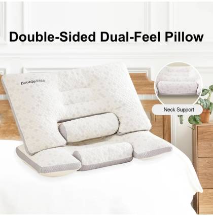 Double-Sided Dual-Feel Pillow Ergonomic Neck Support Comfortable & Breathable Adult Pillow Bed Pillow 48cmx74cm