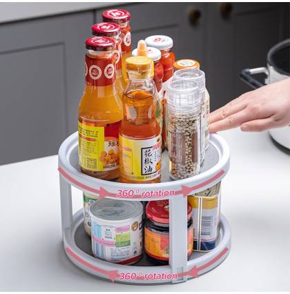 Double-layer rotating Storage Rack Multi-purpose Storage Shelf Kitchen Spice Racks Table Rotatable Shelving