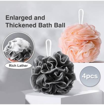 [4Pcs/set] Enlarged and Thickened Bath Ball High Quality Shower Wash Soft Puff Cute Random Colour