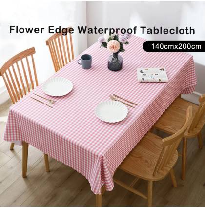 Flower Edge Waterproof Tablecloth Household PEVA Oil-proof and Scratch-resistant Rectangular Table Cover 140cmx200c