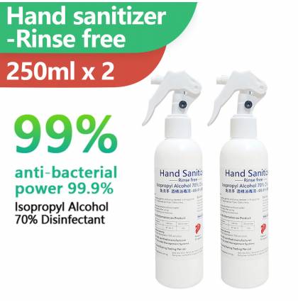 【Bundle 2】Hand sanitizer (250ml+250ml) | Kills 99.9% of bacteria | Isopropyl Alcohol Liquid disinfectant Spray