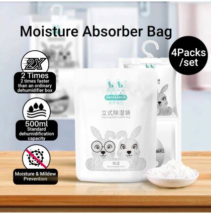 [4Packs/set]Hanging Dehumidifier Bag Standing Moisture Absorber Bag 2 Times Absorption Capacity for Closet Cabinet Room