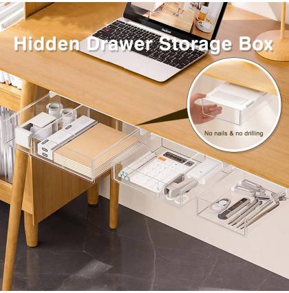 Hidden Drawer Storage Box Under Table Office Home Large Multi-function 3 Sizes Available