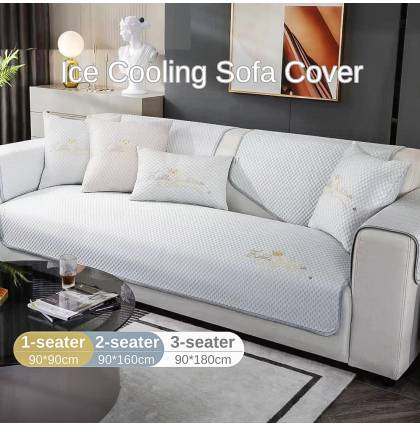 Ice Cooling Sofa Cover Fitted Sofa Seat Cushion Anit-Slip Couch Covers Sofa Protector S M L [Sofa Seat Cover Only]