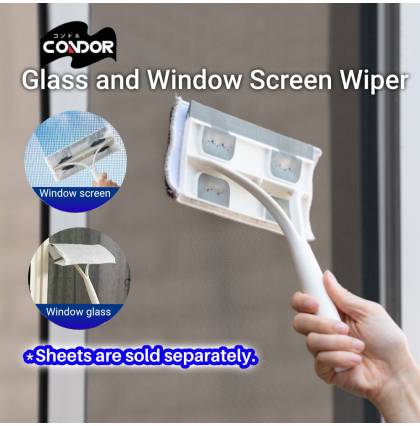 Japan Condor 2-in-1 Glass and Window Screen Handy Squeegee Blade Wiper with Microfiber Wiper Refill Handheld Mop Multifunctional Cleaning Tool Telescopic Rod