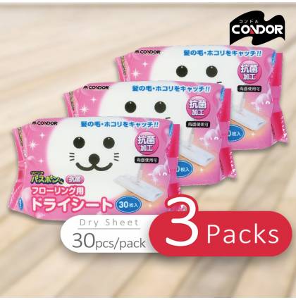 3 Packages -Japan Condor Baby Seal Flooring Antibacterial Dry Sheet 30 Sheets Wipe Floor Cleaning Sheet