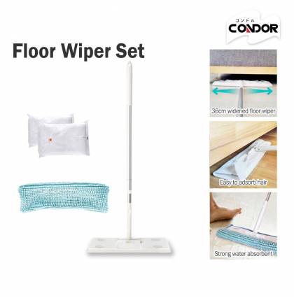 Japan Condor Floor Wiper Set | Handle Dry Wipes Widened Floor Wiper Superfine Microfiber Mop Head