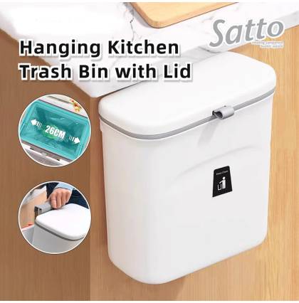 Japan Condor Hanging Kitchen Trash Bin with Lid Large Capacity Hanging Dustbin Sliding Cover Rubbish Bin