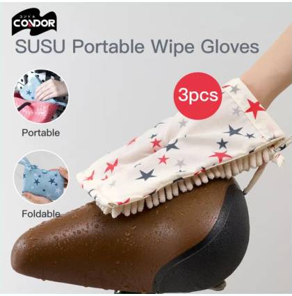 [3pcs] Japan SUSU Portable Wipe Chenille Cleaning Rag Multi-purpose Housekeeping Gloves 19.5x14.5cm