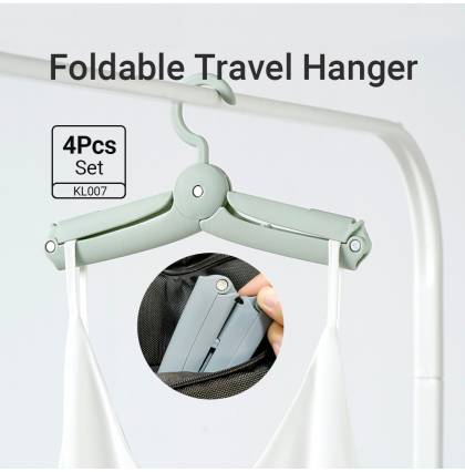 [4Pcs/set] KL007 Foldable Travel Hanger Portable Windproof Collapsible Clothes Rack for Laundry Wardrobe 13.5x7x1.4cm