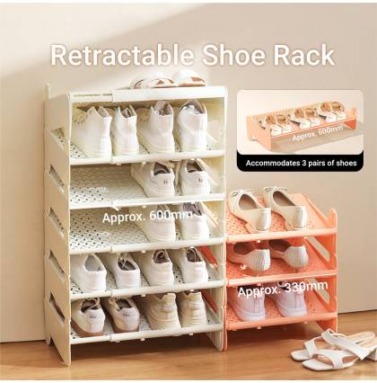 KL028 Retractable Shoe Rack Stackable Shoes Slippers Sneakers Storage Box PP Material Shoes Container Shoes Cabinet Container Shoe Slots Organizer