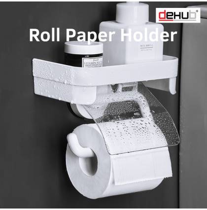 KOREA DeHUB Roll Paper Hanger Shelf ABS Punch-free Toilet Roll Holders Suction Cup Holder Multi-purpose Storage Shelf