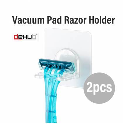 [2pcs/set] KOREA DeHUB Sticky Vacuum Pad Razor Holder ABS Punch-free Razor Shaver Hanger Hook