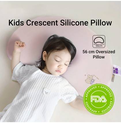 Kids Crescent Silicone Pillow FDA-approved Food-grade Silicone Filler Ultra-soft Smooth 56cm Oversized Pillow Bolster