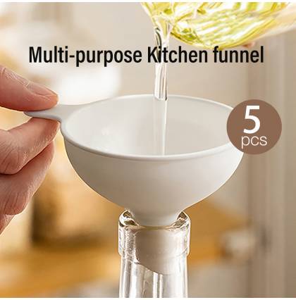[5pcs/set]Kitchen Funnel Oil Water Spices Pouring Funnel Eco-friendly PP Plastic Funnel Strainer Multi-purpose Kitchen Tool