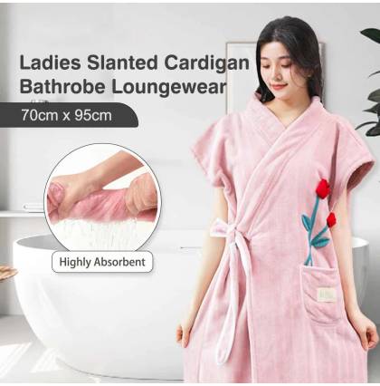 Ladies Slanted Cardigan Bathrobe Loungewear Absorbent Towel For Bathroom 70cm x 95cm