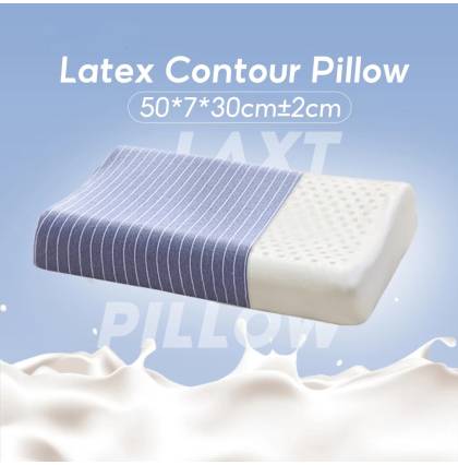 Latex Contour Pillow Stripes Pattern Cotton Pillow Premium Natural Latex Hypoallergenic Ergonomic Contour Bolster30X50cm