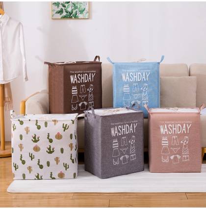 Laundry Basket Hamper Collapsible Organizer  Foldable Clothing Storage Cotton Linen Storage Bag Dirty Laundry Organizer Holder
