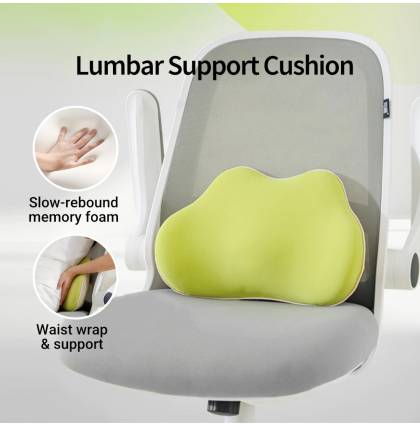 Lumbar Support Cushion Ergonomic Waist Support Bolster Breathable Cover Memory Foam Filling for Office Chair Car Sofa