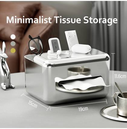 Minimalist Desktop Tissue Storage ABS Material Wipes Napkin Storage Box TV Controller Phone Holder 19x15x11.6cm