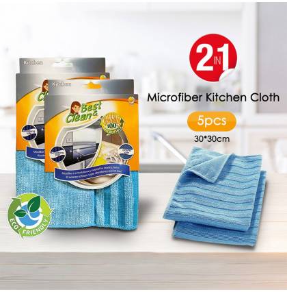[5pcs]Multi-purpose Nylon Scrub 2-in-1 Microfiber Kitchen Cleaning Cloth Dishwashing Cloth