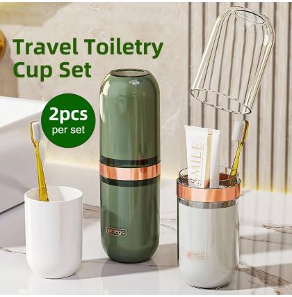 [2pcs/set]Multifunction Travel Toothbrush Toiletry Cup Set 4 cups in 1 Storage Case and Mouthwash Cup