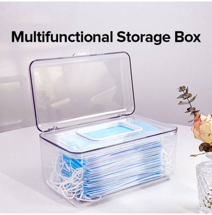 Multifunctional Transparent Mask Storage Case Wipes Tissue Disposable Gloves PET Box