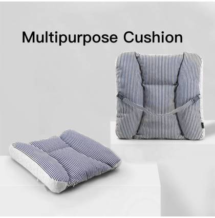 Multipurpose Cushion Canvas Cover Multifunctional Backrest with Elastic Strap Secure Buckle Latex PE Tube Filling42x42cm