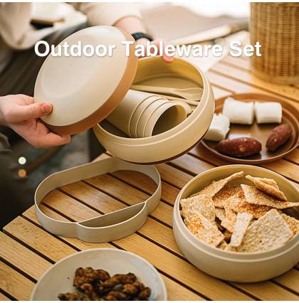 Outdoor Tableware Set Camping Equipment Outdoor Picnic Tourist Utensils for Family Dinners